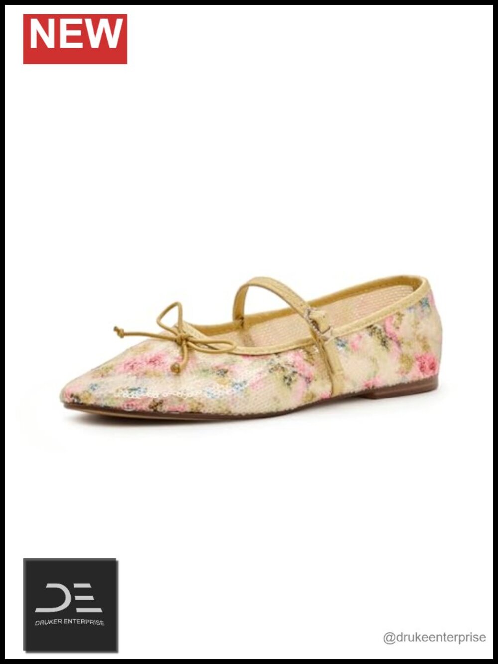 Ballet Flat Mary Jane Slip-On Floral Mesh Shoes
